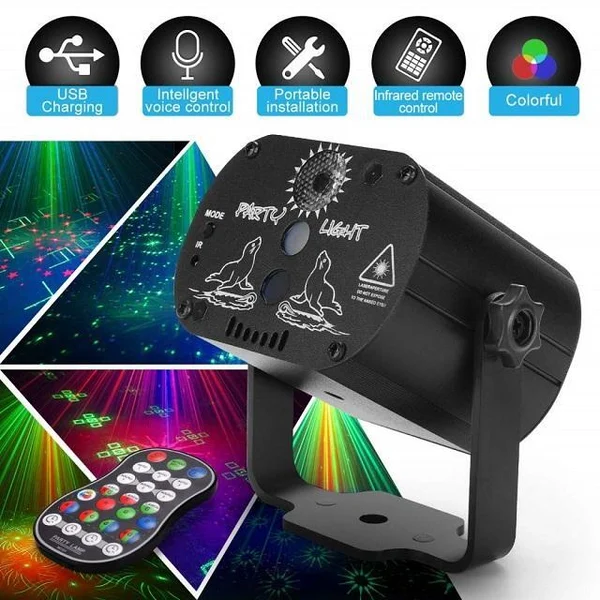 (BEST GIFT FOR FAMILY) Stage Laser Light Sound Activated LED Projector Party Light