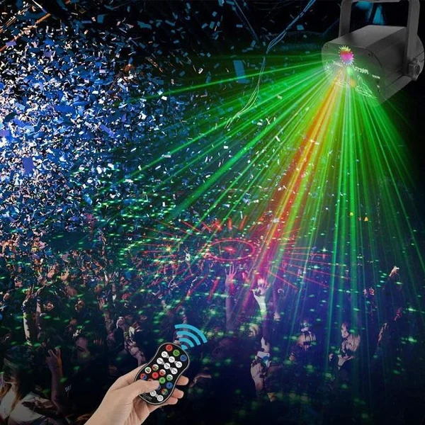 (BEST GIFT FOR FAMILY) Stage Laser Light Sound Activated LED Projector Party Light