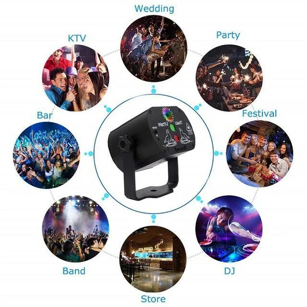 (BEST GIFT FOR FAMILY) Stage Laser Light Sound Activated LED Projector Party Light