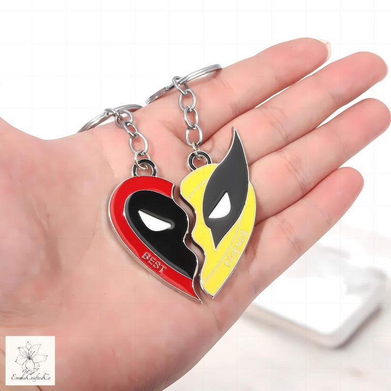 Dpool & Wolv Friendship Heart Pendant