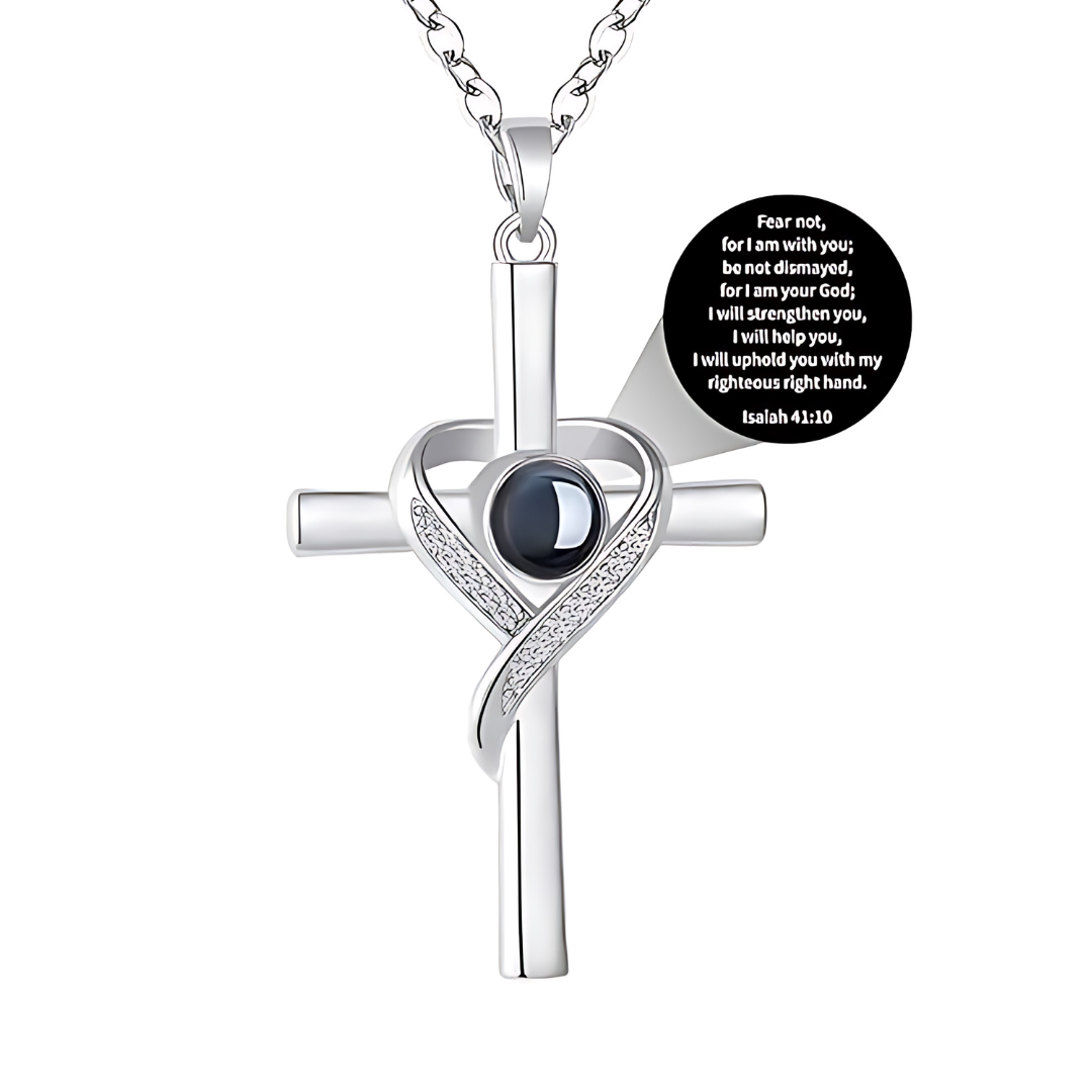 Personalized Sterling Silver Cross Necklace with Custom Bible Verse