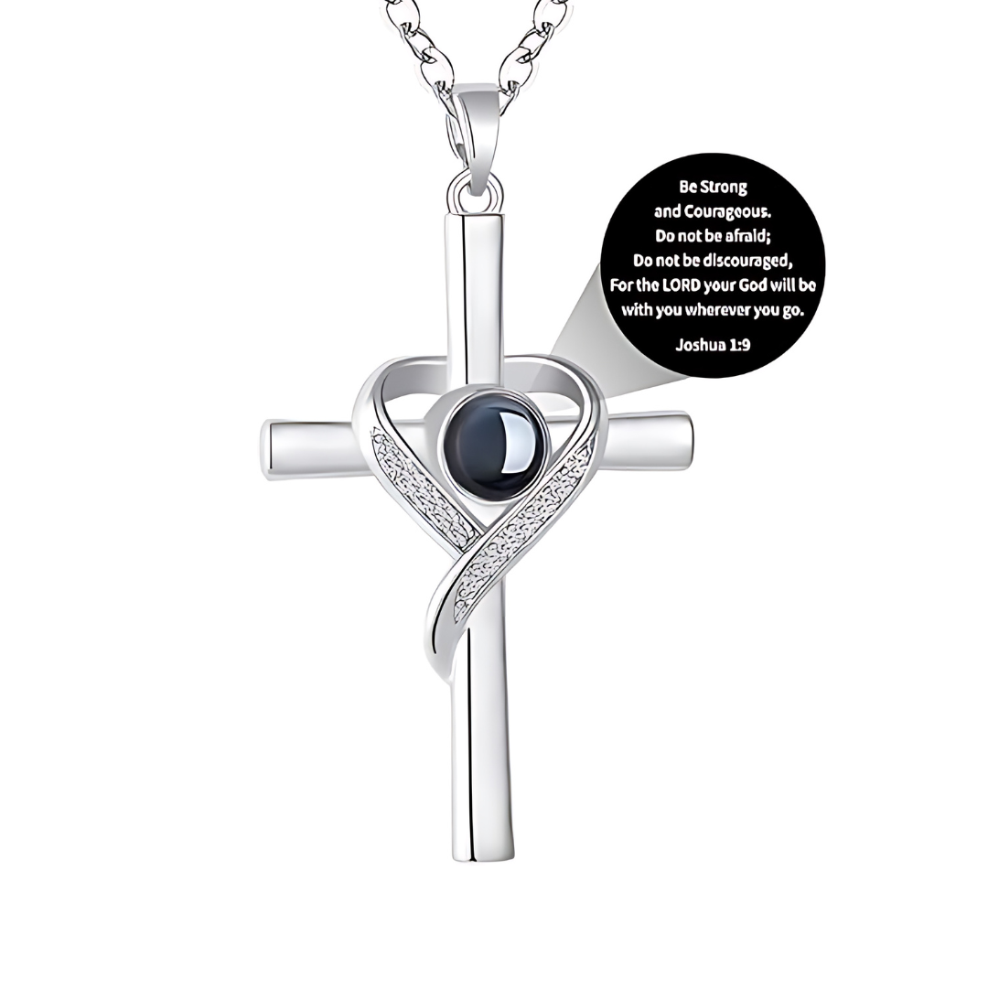 Personalized Sterling Silver Cross Necklace with Custom Bible Verse