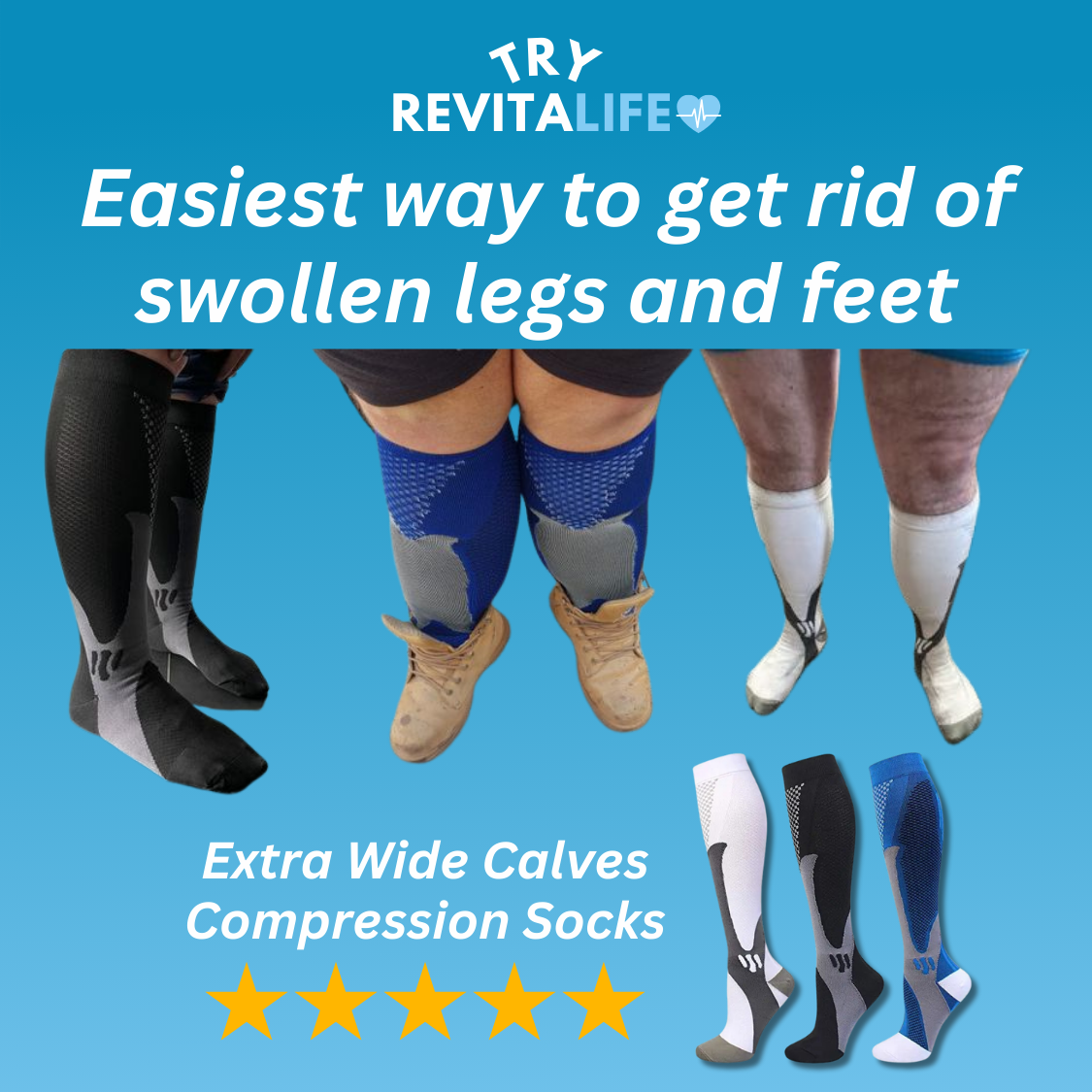 RevitaLife Advanced Compression Socks | Foot and Leg Pain Relief