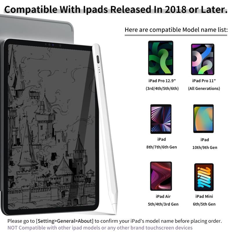 Stylus Pen for iPad, with Palm Rejection Tilt Sensitivity