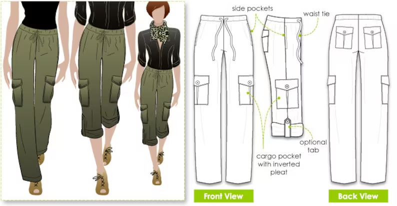 Adjustable Straight Leg Cargo Pants