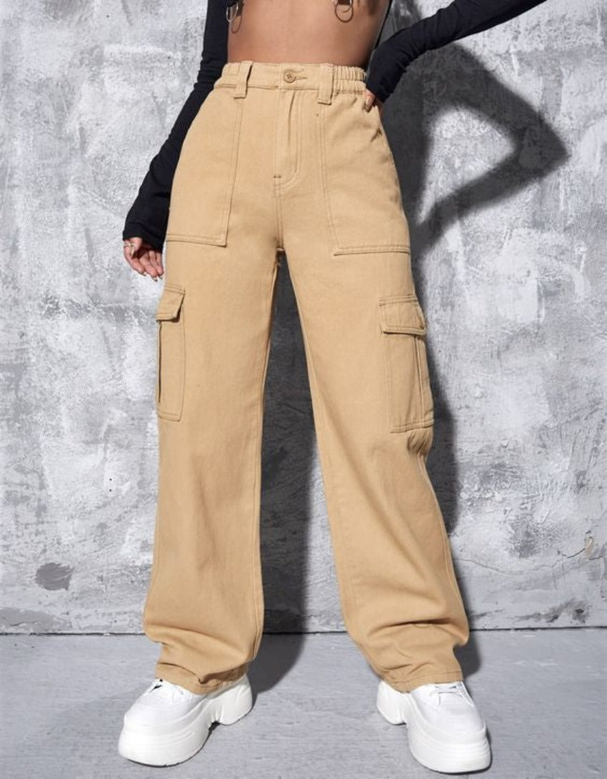 Adjustable Straight Leg Cargo Pants