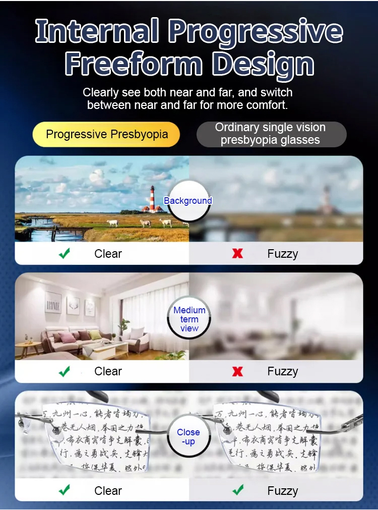 Color-changing anti-blue light presbyopia glasses