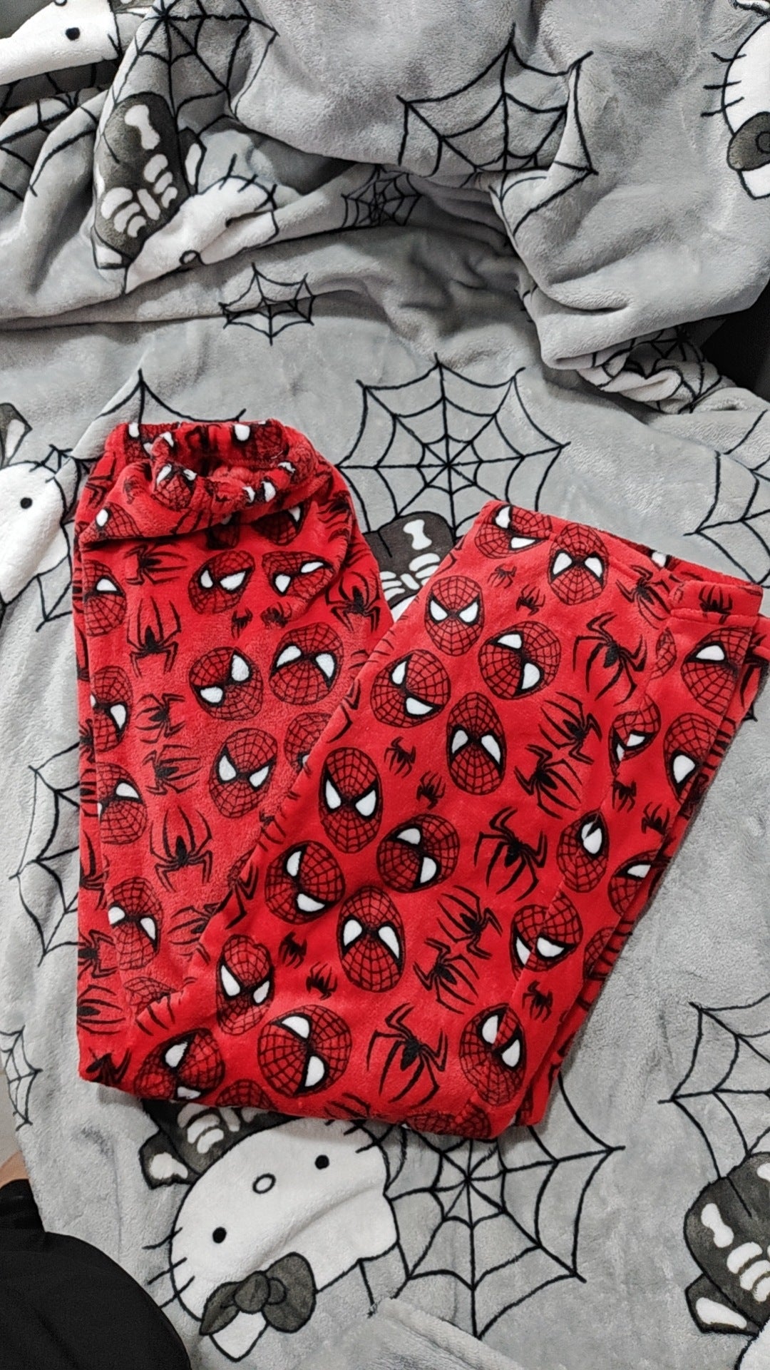 Cotton Velvet H.Kitty x Spider-man Loose Pajama Pants