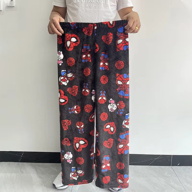 Cotton Velvet H.Kitty x Spider-man Loose Pajama Pants