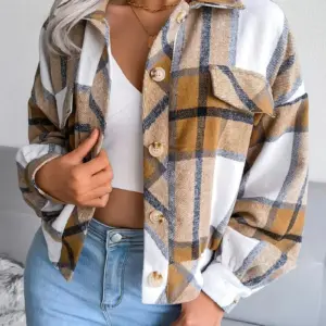 Cropped Plaid Flannel Jacket