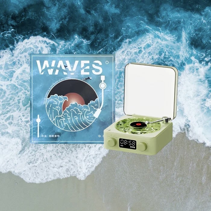 CuteeeShop Waves Retro Bluetooth Vinyl Record Player