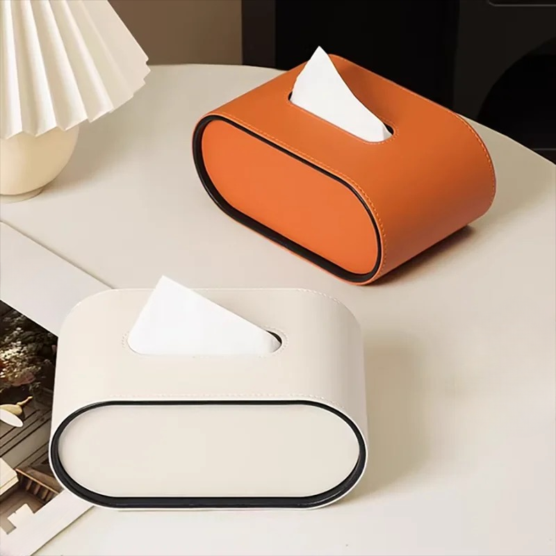 Ellipse Leather Tissue Box