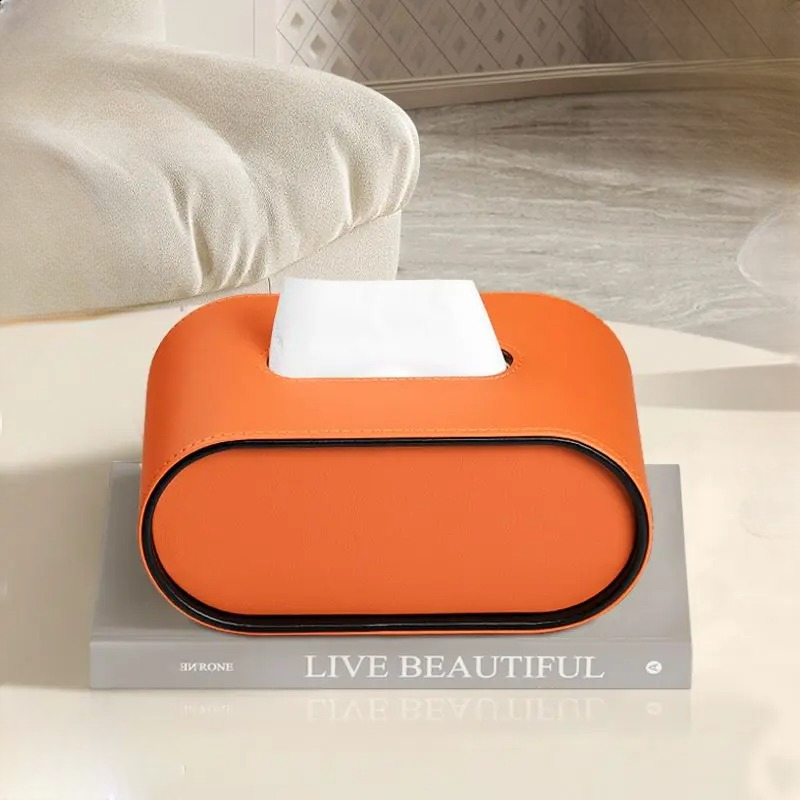 Ellipse Leather Tissue Box