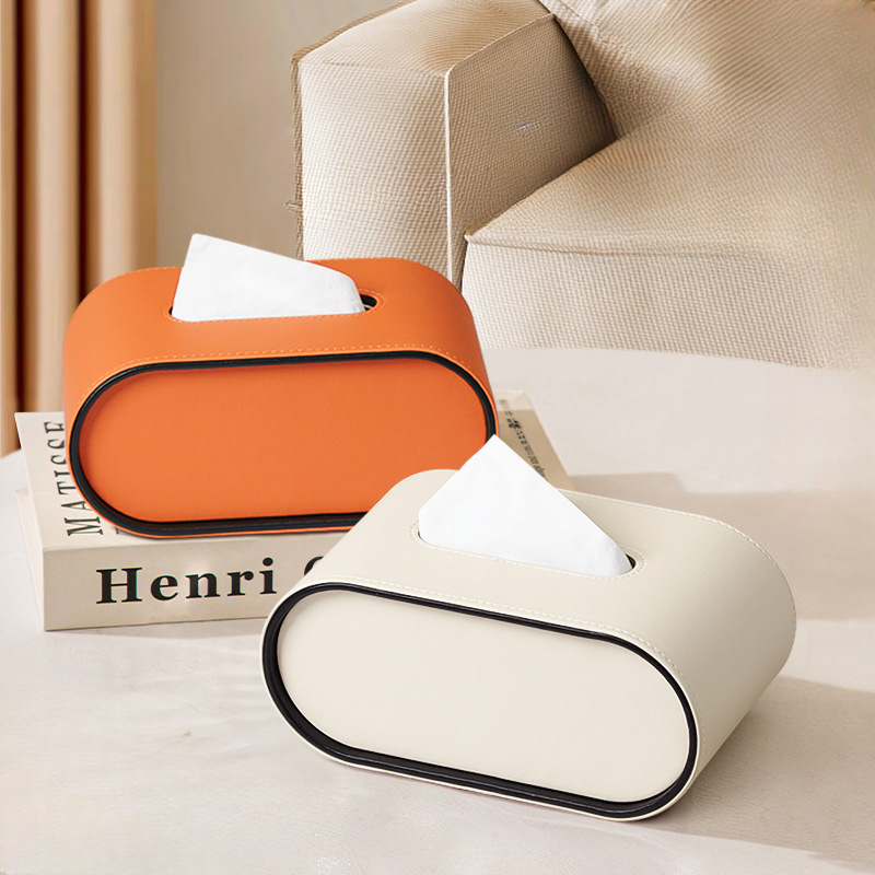 Ellipse Leather Tissue Box