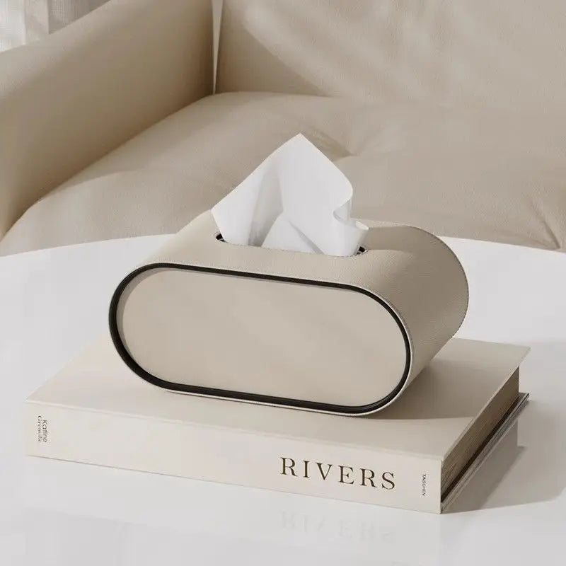 Ellipse Leather Tissue Box