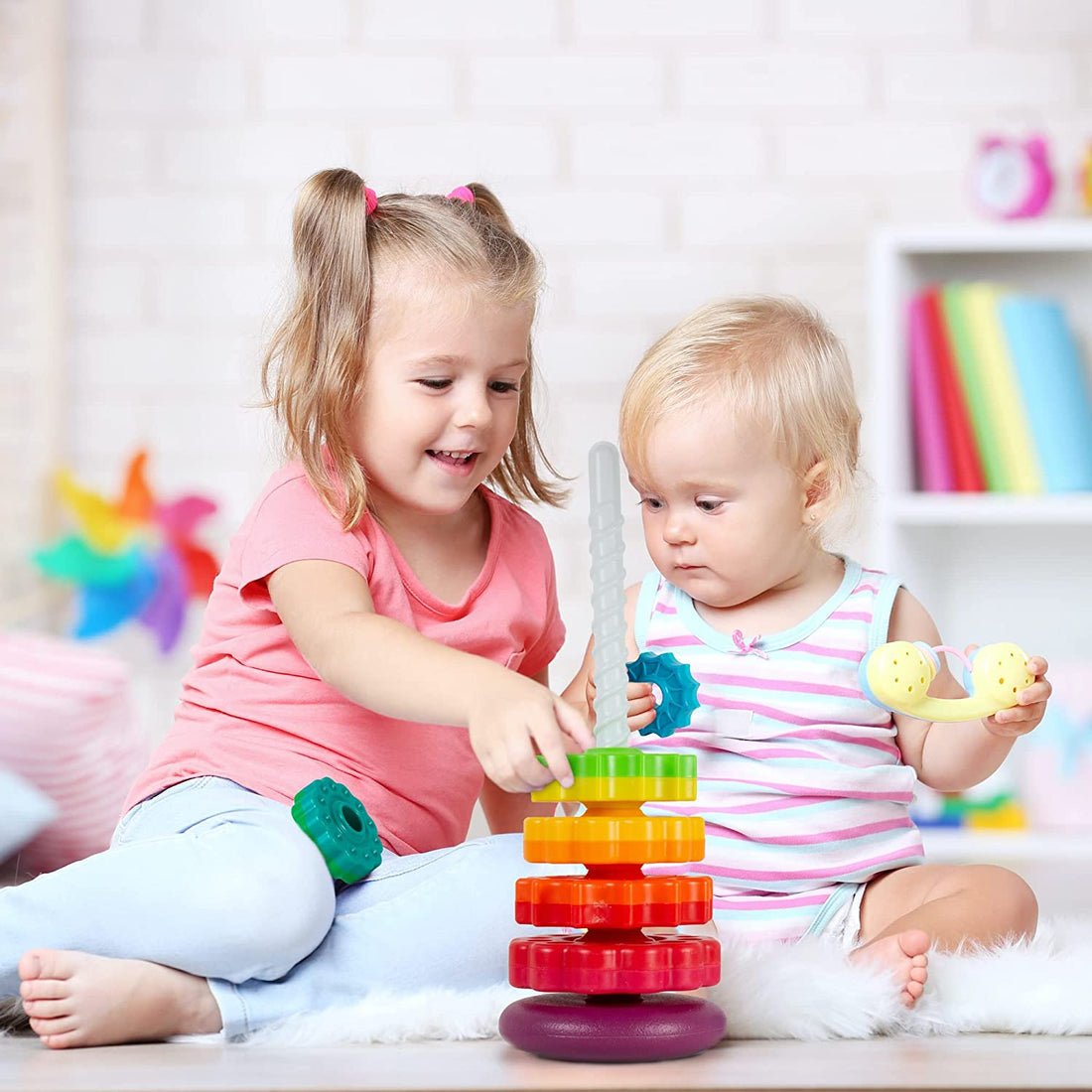 KiddoTower - Montessori Rotating Rainbow Tower