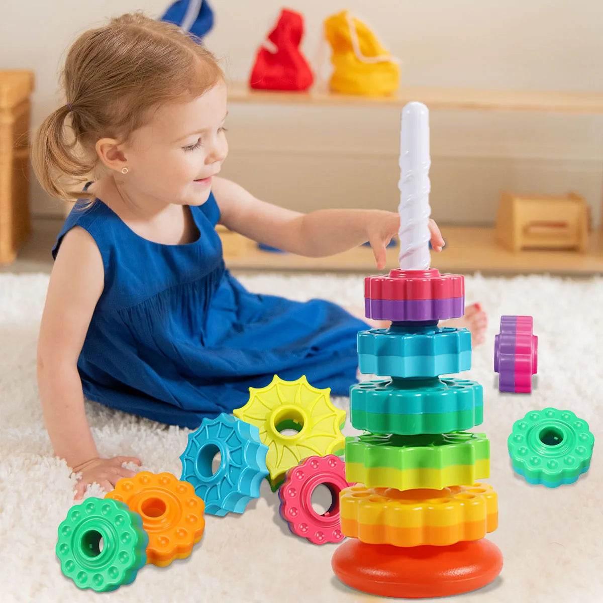 KiddoTower – Montessori Rotating Rainbow Tower