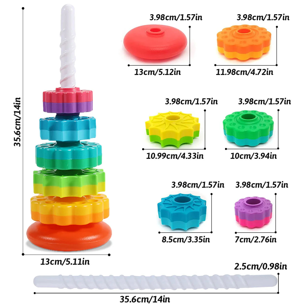 KiddoTower - Montessori Rotating Rainbow Tower