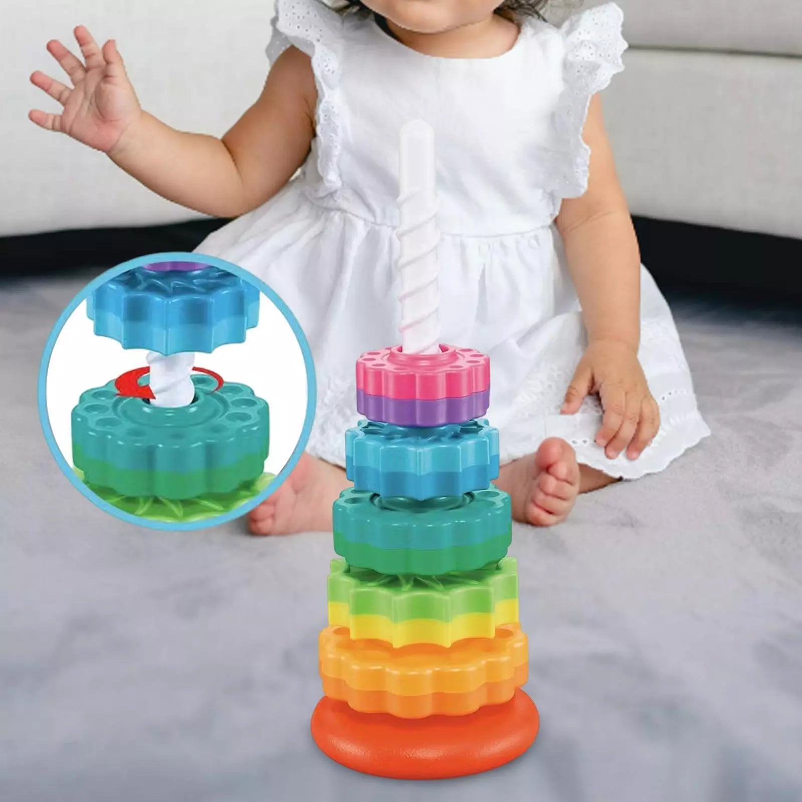 KiddoTower - Montessori Rotating Rainbow Tower