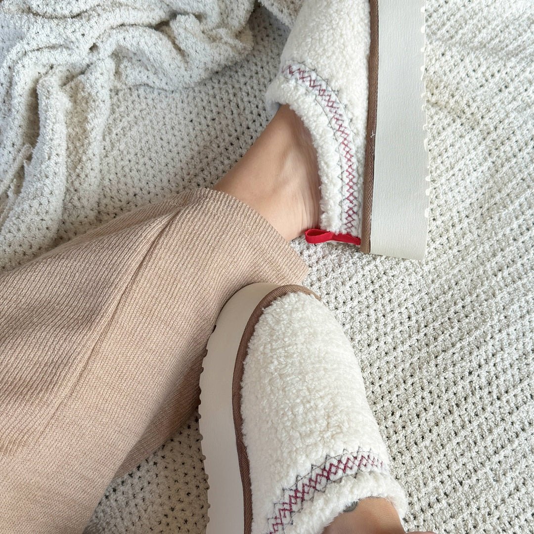 Sherpa Fleece Platform Slippers