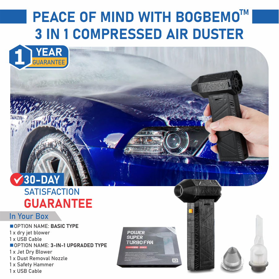 TurboJet 3-in-1 Mini Blower & Vacuum - 130,000 RPM, USB-C Rechargeable