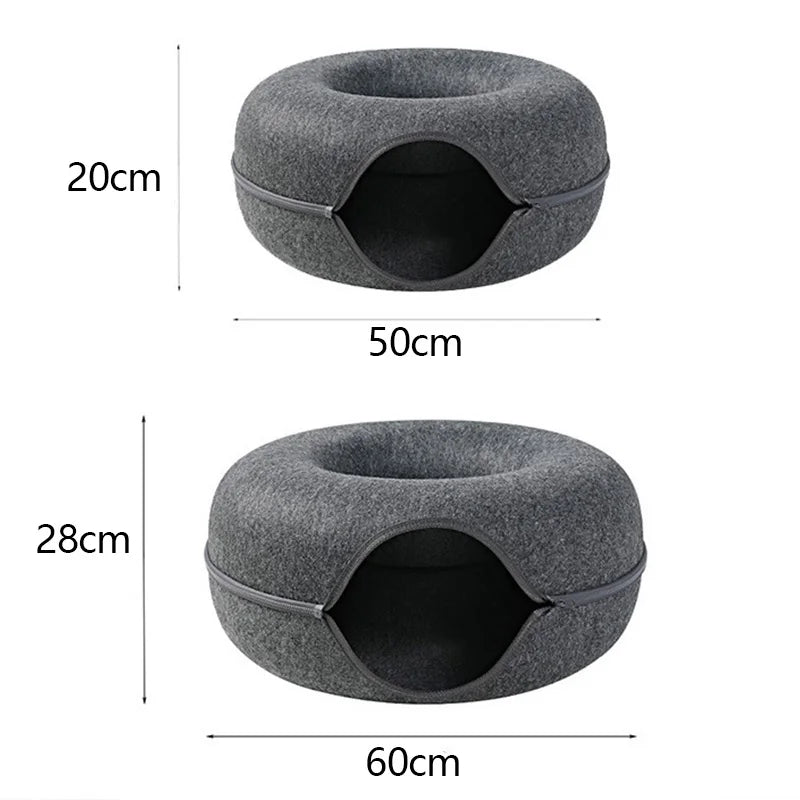 2-in-1 Donut Cat Bed and Pet Tunnel: Fun & Comfort for Your Cats