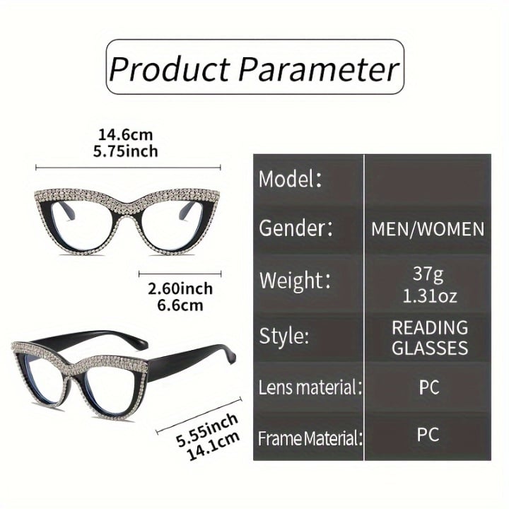 DIAMOND CAT-EYE READING GLASSES