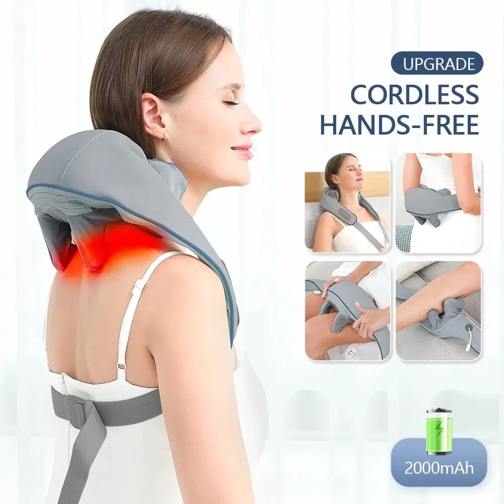 Foreverlily Neck and Shoulder Massager - Wireless Shiatsu Kneading for Neck and Back Relief