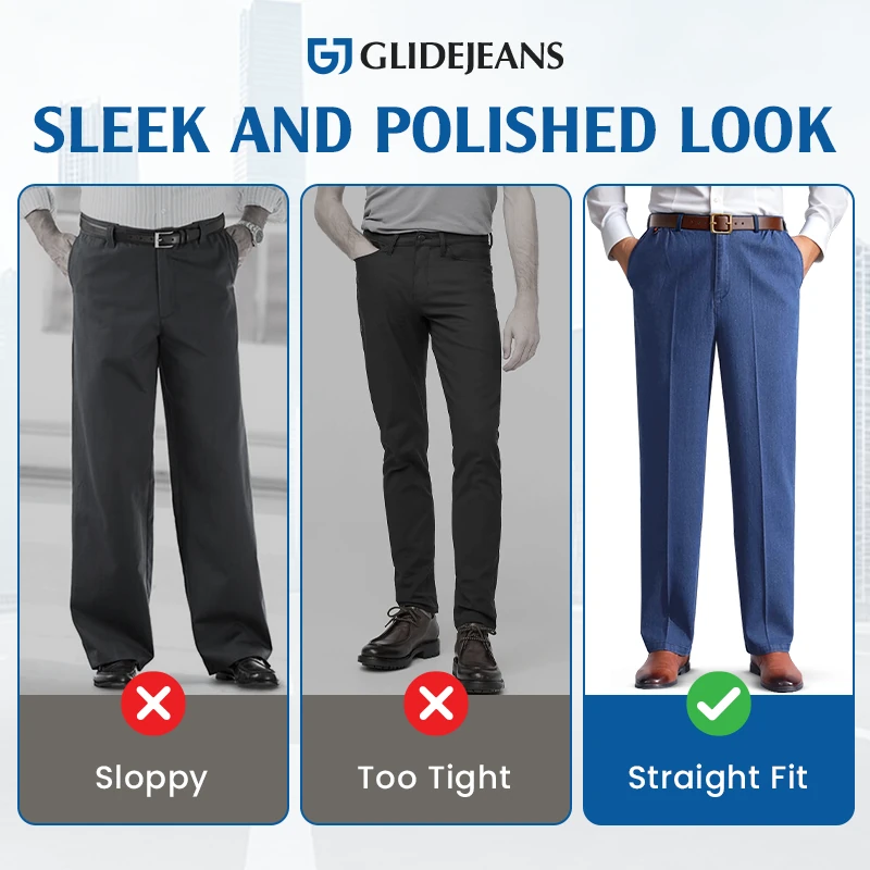 GlideJeans - Straight Fit Flexible Waist Comfort Jeans