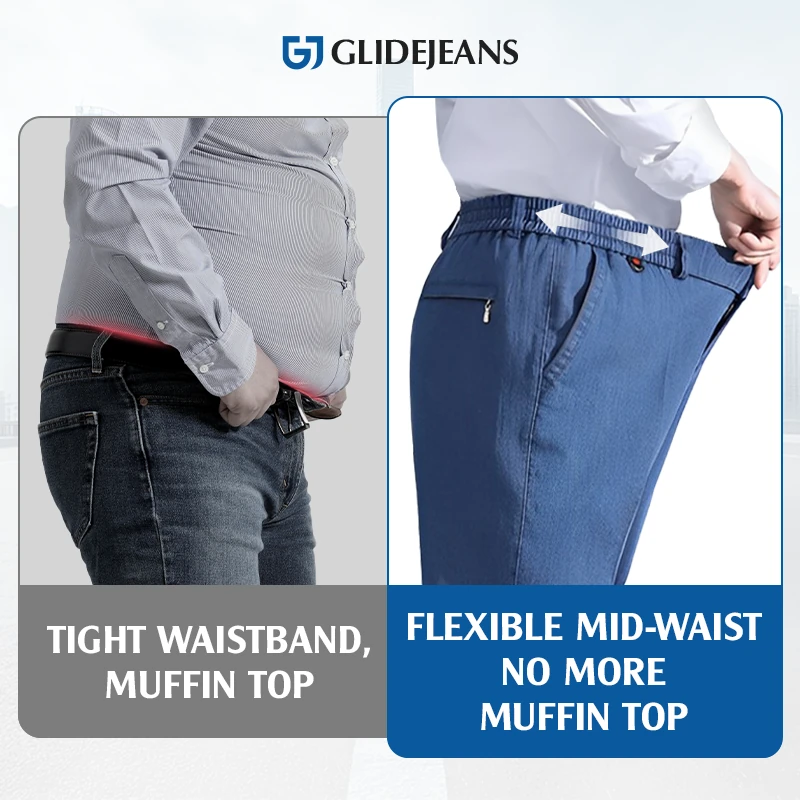 GlideJeans - Straight Fit Flexible Waist Comfort Jeans