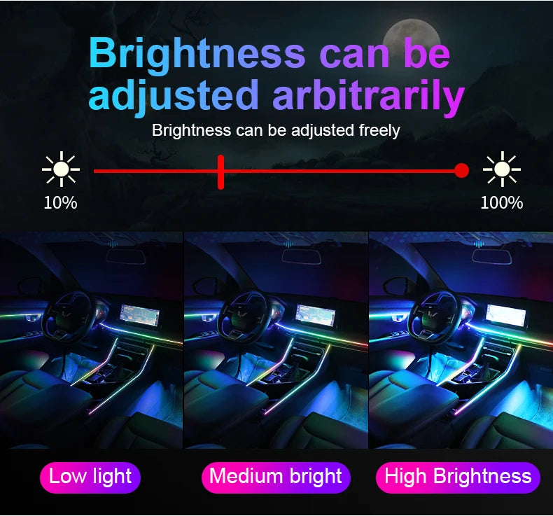 Interior Car LED Strip Lights, Acrylic LED Lights for Car with Dynamic Dreamcolor Chasing, 213 color car ambient light