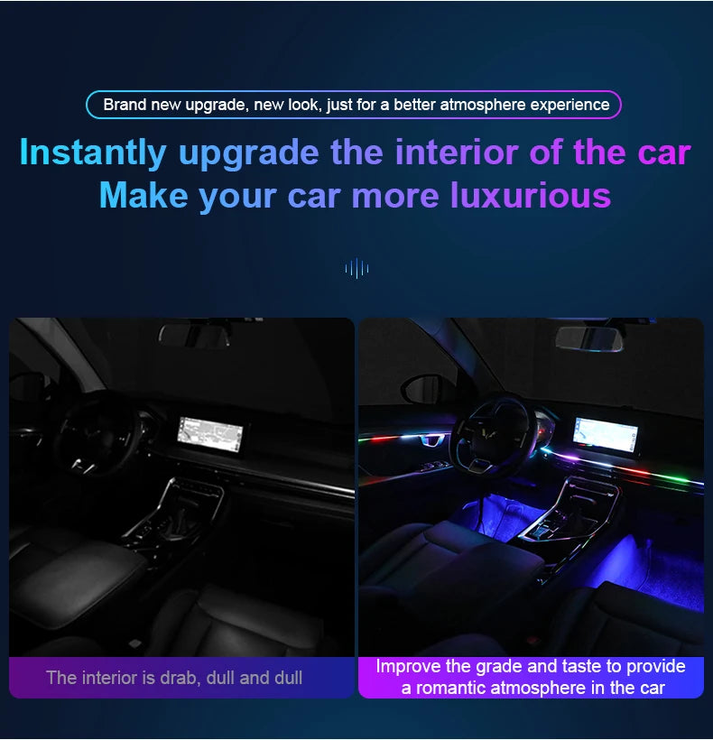 Interior Car LED Strip Lights, Acrylic LED Lights for Car with Dynamic Dreamcolor Chasing, 213 color car ambient light