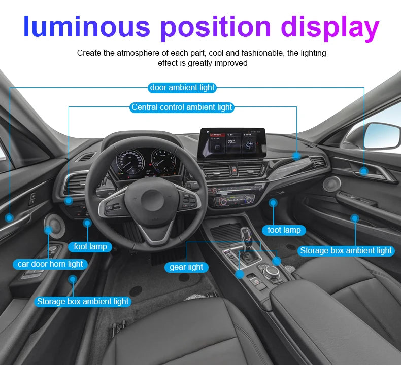 Interior Car LED Strip Lights, Acrylic LED Lights for Car with Dynamic Dreamcolor Chasing, 213 color car ambient light