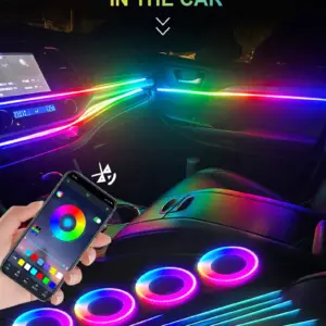 Interior Car LED Strip Lights, Acrylic LED Lights for Car with Dynamic Dreamcolor Chasing, 213 color car ambient light