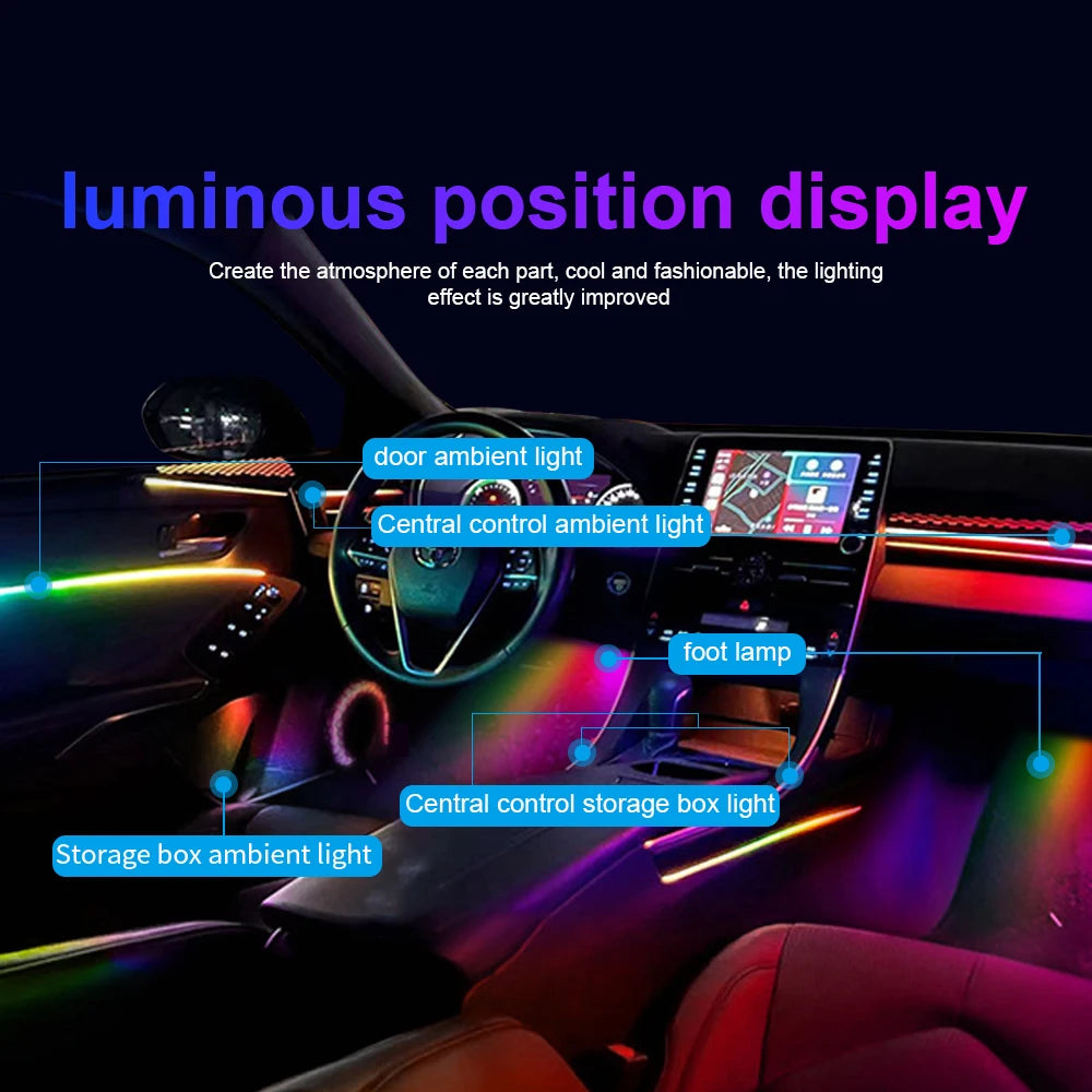 Interior Car LED Strip Lights, Acrylic LED Lights for Car with Dynamic Dreamcolor Chasing, 213 color car ambient light