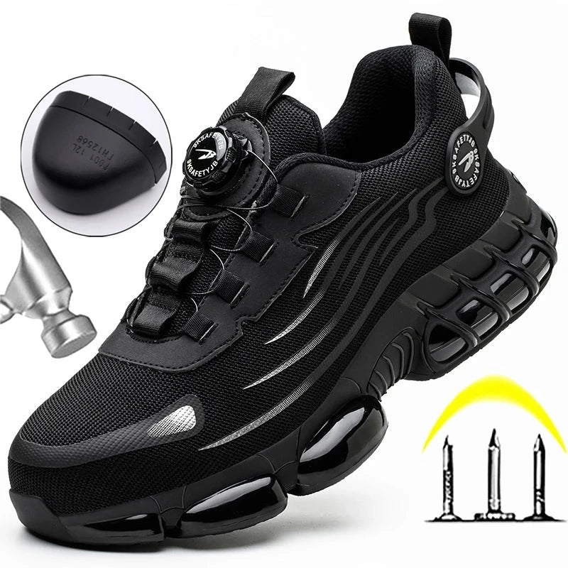 New Rotating Button Safety Shoes Anti-smash Anti-puncture Work Shoes