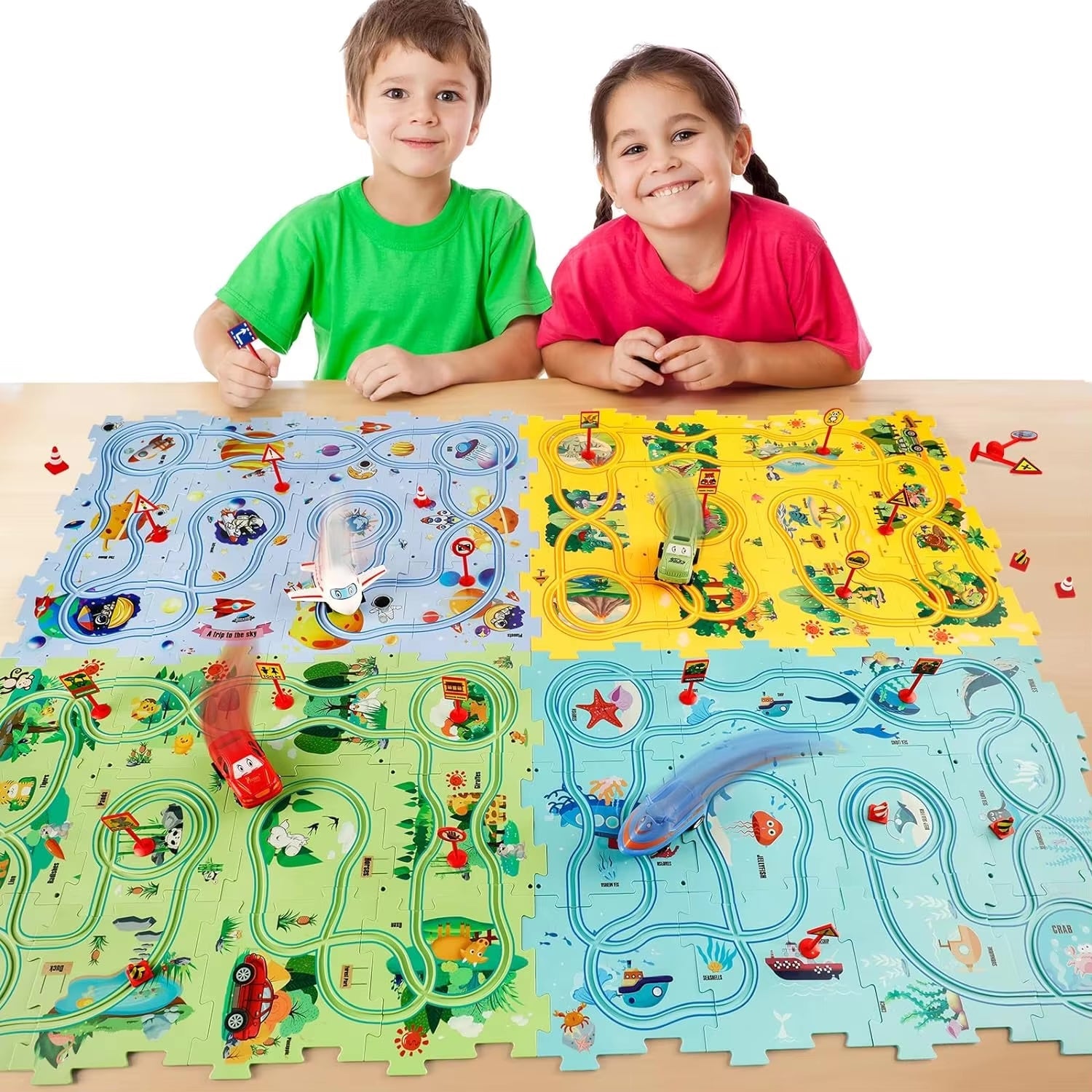 PuzzleRacer Kids Car Track Set