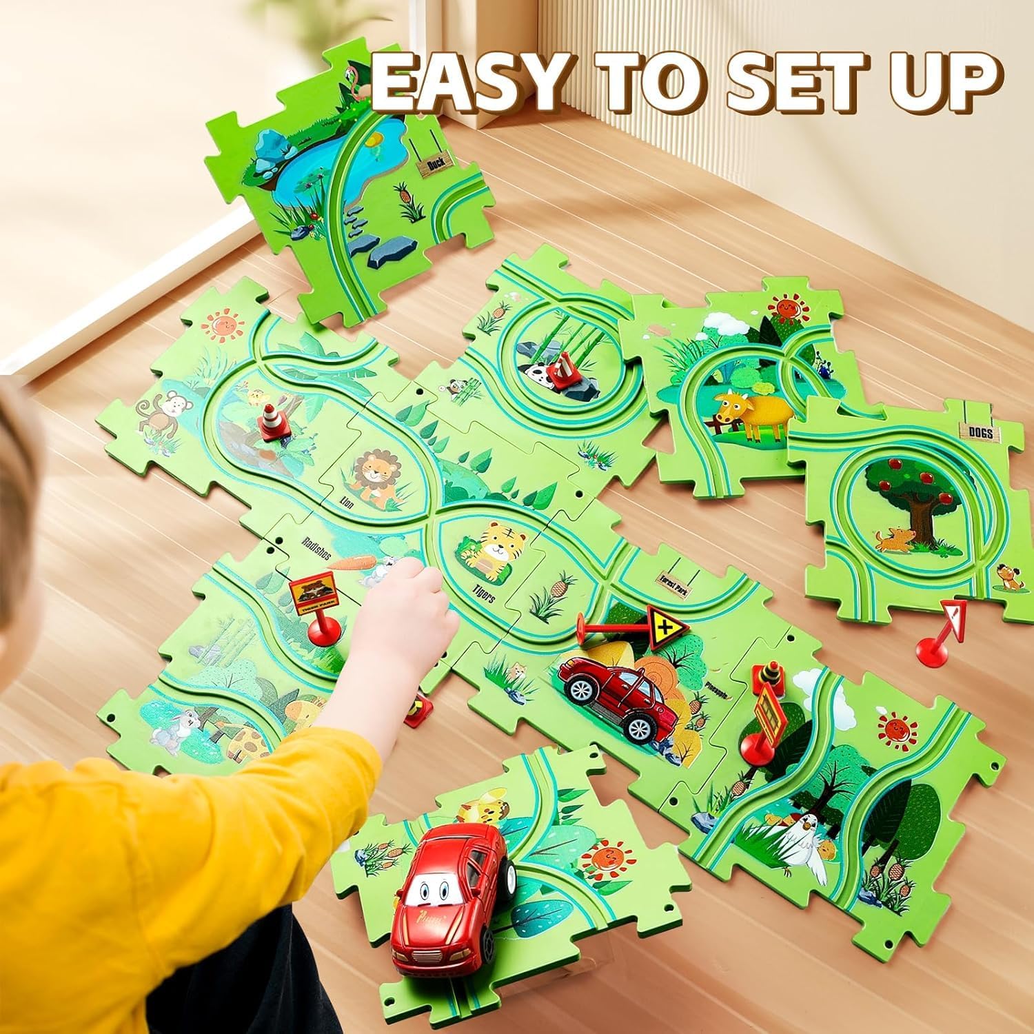 PuzzleRacer Kids Car Track Set