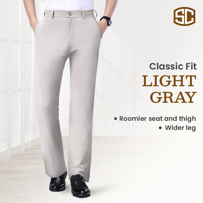 StrideComfy - Men's Stretch Khaki Pants with Elastic Waistband