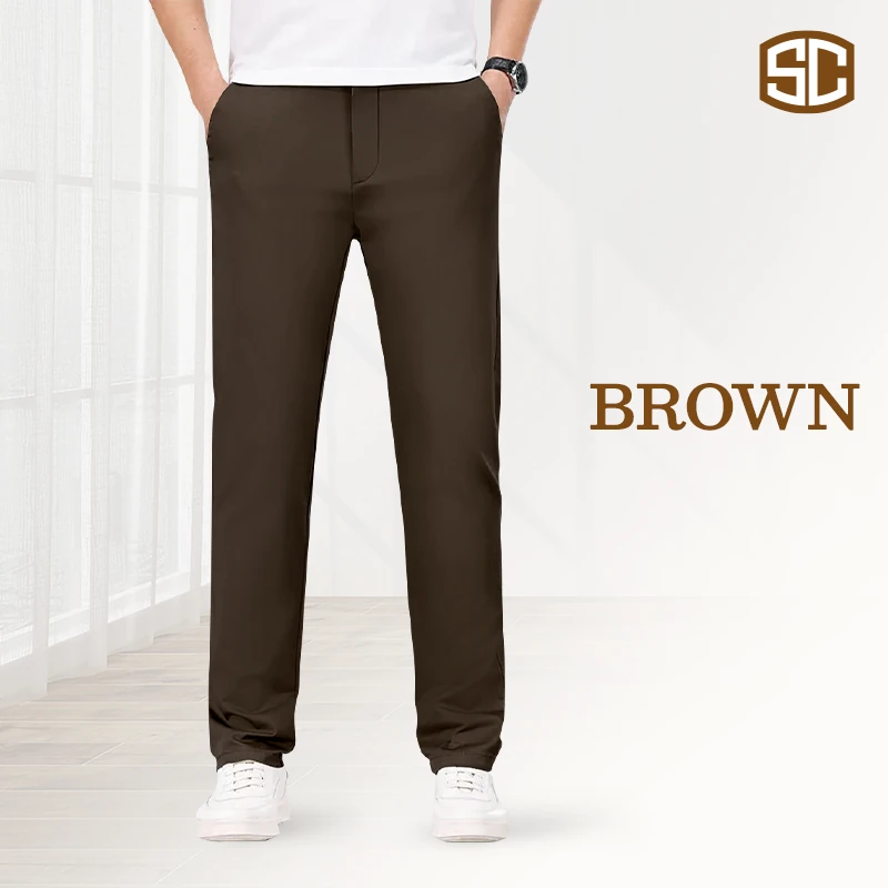 StrideComfy - Men's Stretch Khaki Pants with Elastic Waistband