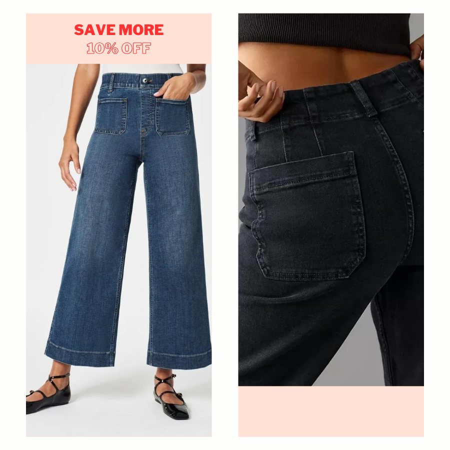 Tummy Control Cropped Wide-Leg Jeans - 2024 Best Selling Jeans