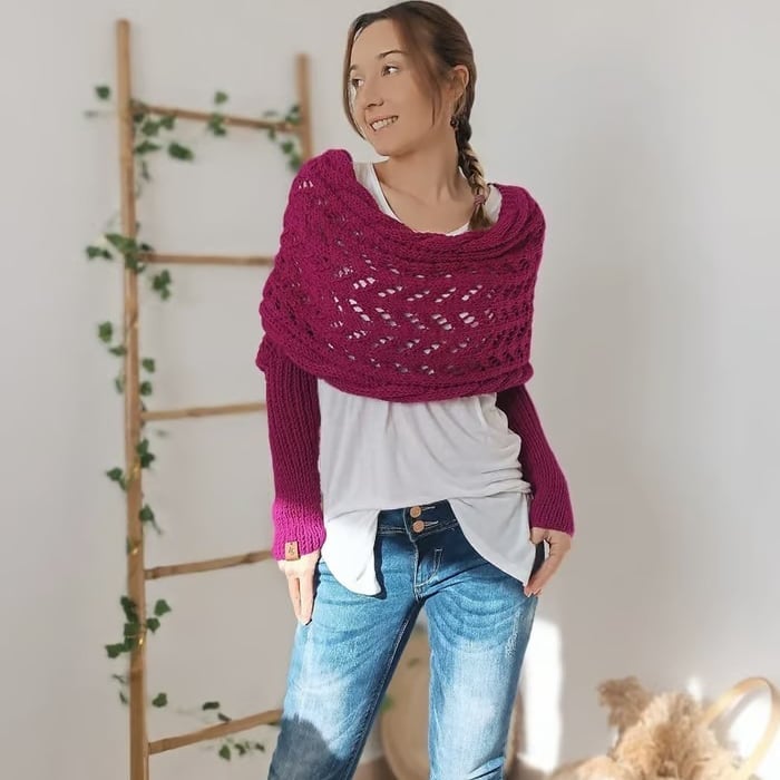 Women's Knitted Double Sleeve Scarf