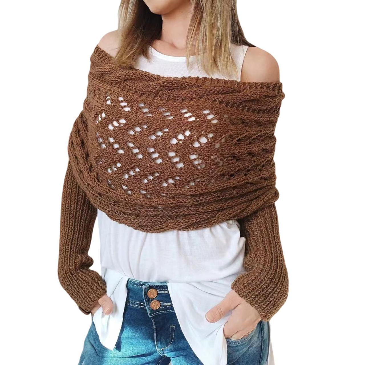 Women's Knitted Double Sleeve Scarf